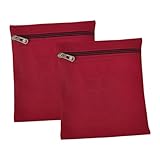 MotiveTech 2 Stück Coats Pocket Einfach Einnähbar Leichte Canvas Tasche mit Zipper für Jacken Und Sweatshirts Sichere Innenfächer für Wertsachen für Stadtbesuch, Rot