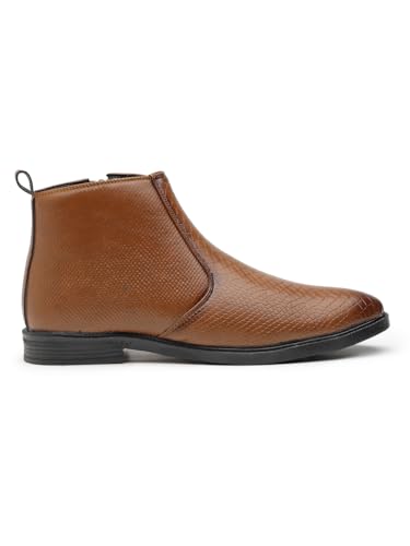 Image of Men's Vegan Leather Chelsea Boots - Classic Almond Toe Ankle Boots with Textured Finish | Formal & Smart Casual Boots