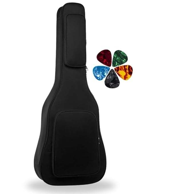 10mm Padded Guitar Bag for 38–41 Inch Acoustic Guitar | Waterproof Soft Case with Dual Pocket & Adjustable Shoulder Straps – Durable, Lightweight Guitar Cover for Acoustic & Semi-Acoustic Guitars