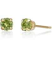 0.20 to 0.70 Carat Round Gemstone Stud Earrings in 14k Yellow or White Gold 4 mm Birthstone Post ...