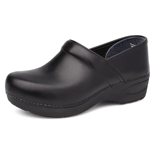 Dansko XP 2.0 Clogs for Women-Lightweight Slip-Resistant Footwear for Comfort and Support-Ideal for Long Standing Professionals-Food Service, Healthcare Professionals Black Pull Up 6.5-7 M US
