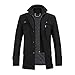 YOUTHUP Herren Wollmantel Dick Winter Kurzmantel Regular Fit Wintermantel Freizeit Herrenmantel Übergangsmantel, Schwarz, L