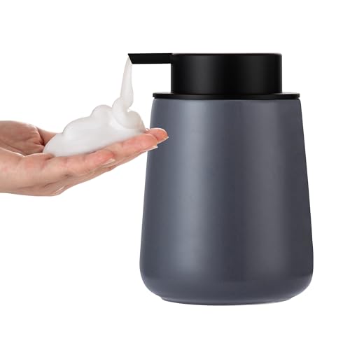 Image of Enra Foaming Soap Dispenser,12 oz Foam Ceramic Hand Soap Dispenser, for Bathroom,Kitchen with Easy-to-Press Pump (Gray Foam Type)