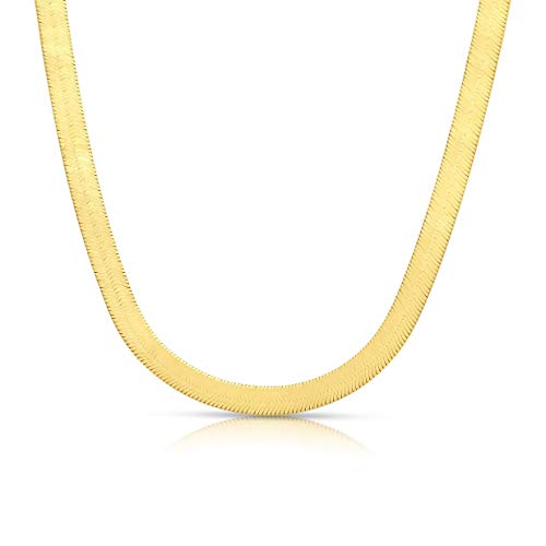 .925 14K Gold Plated Sterling Silver 3.2Mm, 4.3Mm, 6.8Mm Or 9Mm Flexible Flat Magic Herringbone Chain Necklace (20, 9Mm) #TOP30