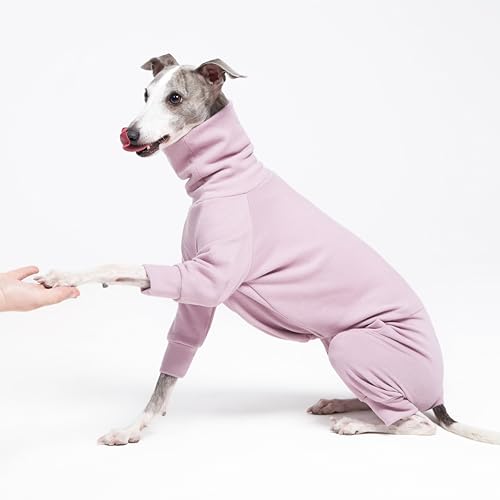 ESCCBOO Kuscheliger Baumwoll-Einteiler für italienische Windhunde, Whippets, superweicher, Warmer Schlafanzug und Overall (Größe XL, Violett)