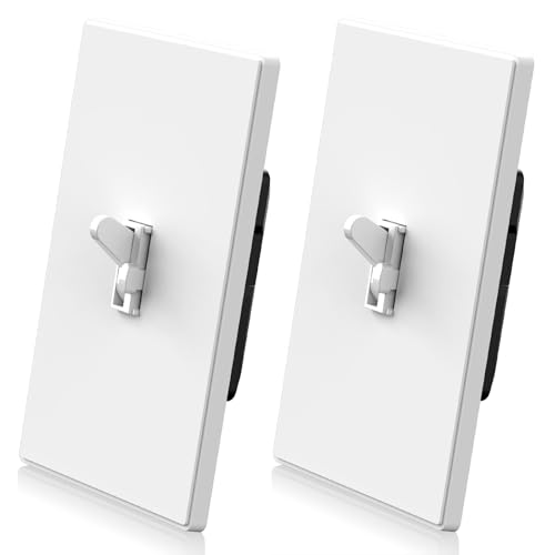 Image of ELEGRP Digital Dimmer Switch for LED /CFL, Toggle Dimmer Switch with Decorative Frameless Design Wallplate, Single Pole /3-Way, UL Listed, 2 Pack, White