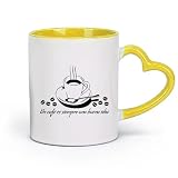 DEBINGY Keramik Kaffeebecher Spanisches Kaffee-Restaurant, Küchencafé ist immer eine gute Idee, Café-Bar （11oz/320ml） Cappuccino, Latte Macchiato, Tee, Espresso Gelb