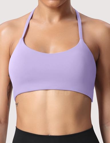 Image of YEOREO Women's Sports Bra Halter Workout Sports Bra Strappy Criss Cross Back Bra Removable Padded Yoga Crop Top