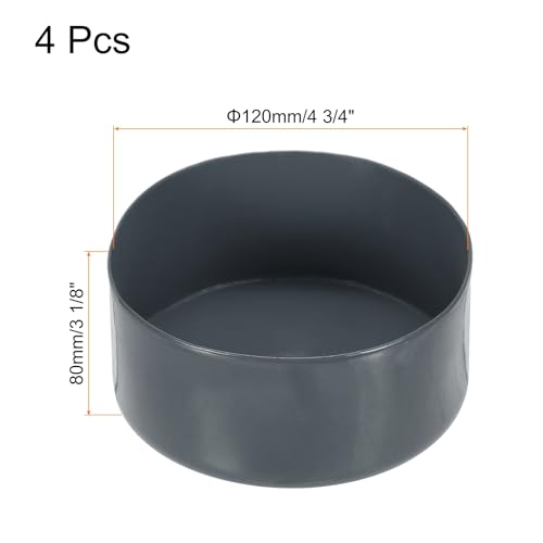 Image of uxcell 4pcs Rubber End Caps 120mm(4 3 /4 Inch) ID x 80mm(3 1 /8 Inch) H Vinyl Round End Cap Cover Screw Thread Protectors Dark Grey
