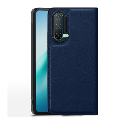 Image of Leather Case for OnePlus Nord CE Premium Protective Stylish Slim Cover with Shockproof Raised Edges Blue