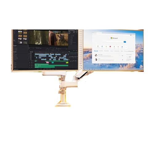 Support double écran supérieur inférieur blanc pour bureau d'ordinateur portable stable