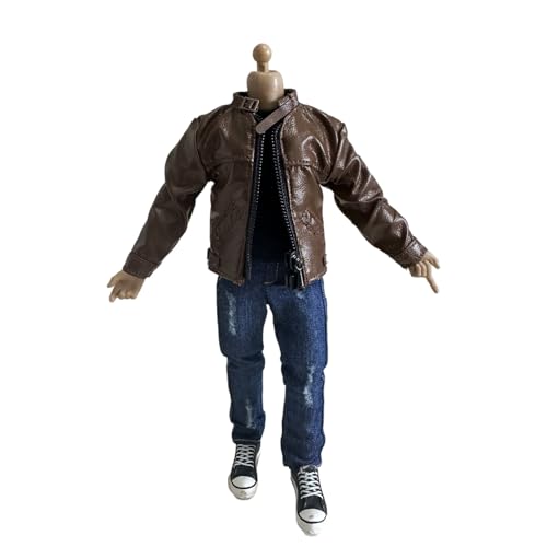 1/12 Action Figure Clothes,Leather Jacket for 6 inch Male Action Figures,6 inch Male Jackets. (Style 2-Brown)