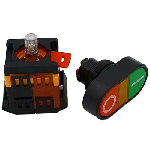Interrupteur double bouton-poussoir AC220V commande électrique avec voyant de signalisation jaune