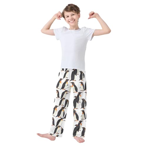 Boys' Pants Cartoon Black Penguin White Long Bottoms Jogger Pants Elastic Waist Trousers with Pockets S-XL2