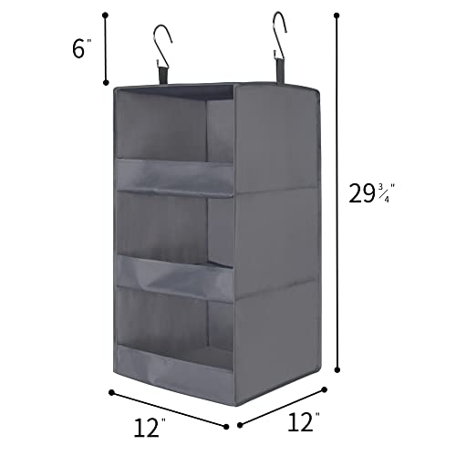 Granny Says 3-Shelf Closet Hanging Organizers, Foldable Hanging Closet Shelves, Hanging Organizers For Locker & Camper, Gray, 2-Pack #TOP2