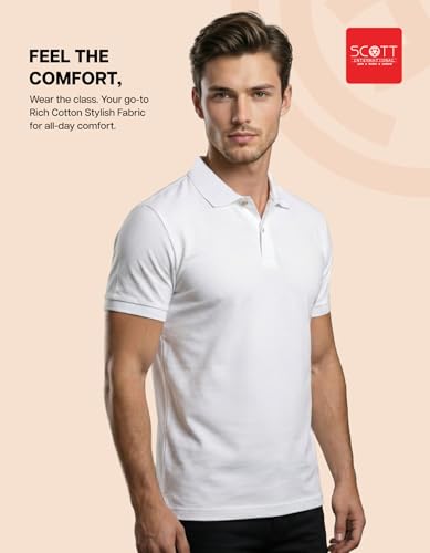 Image of Scott International Cotton Polo T Shirt | Collar Tshirts | Half Sleeves Plain T Shirt | T-Shirt |Tshirt for Men Stylish | Men's Tshirt