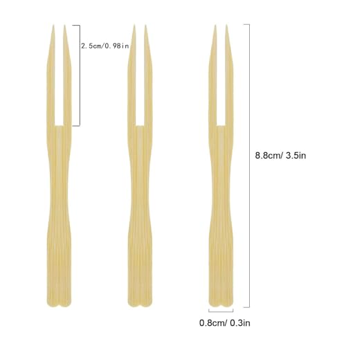 Hysagtek 400 Pcs Wooden Fruit Forks Party Forks Two Prongs Fruit Cocktail Food Picks 3.5 Inch Blunt-end Fork for Home and Party