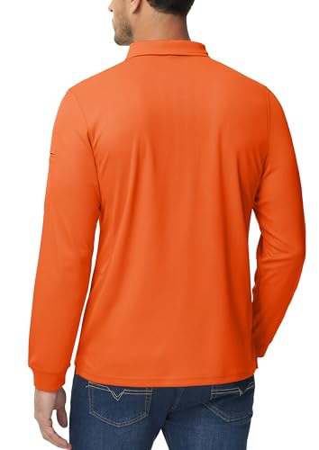 Image of MAGCOMSEN Men's Long Sleeve Golf Polo Shirts Collared Athletic Quick Dry Lightweight Work Shirts