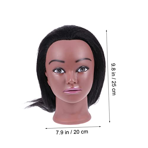 Mannequin de coiffure tresses et tête de poupée cosmétologie noire lisse VICASKY en école - 2