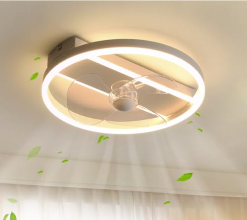 Ventilador de Techo con luz LED, Ventilador de Techo con iluminación, Ventilador de Techo Redondo de 15.7 Pulgadas con Control Remoto, Ventilador de Techo Regulable, Blanco, para d