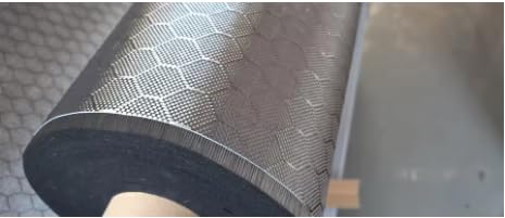 3K 240gsm Real Carbon Fiber Cloth Big Hexagonal Honeycomb Carbon Fabric Football Pattern ，30cm/50cm Length，40" / 100cm Width (Black, 1m x 30cm)