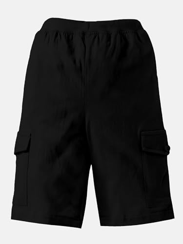 Image of KiddoPanti Boys Knit Solid Cargo Shorts | 100% Cotton | Comfortable Rib Waistband | 2 Front Pockets & 2 Cargo Pockets | Sport Bermuda Half Pant for Boys