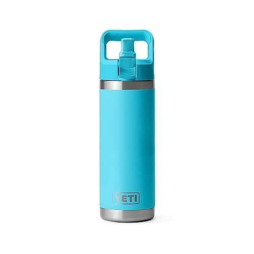 Image of YETI Rambler 18 oz Bottle, Vacuum Insulated, Stainless Steel with Straw Cap, Reef Blue