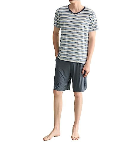 Pyjama homme manches courtes col en V pour en finir avec la chaleur la nuit