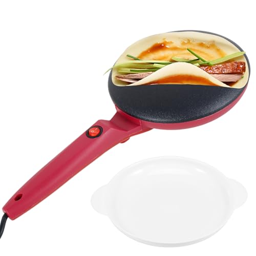 Red Electric - Máquina para hacer panqueques de mano, antiadherente, de 8 pulgadas, con asa, cuenco de masa, control automático de termostato para el hogar y restaurante