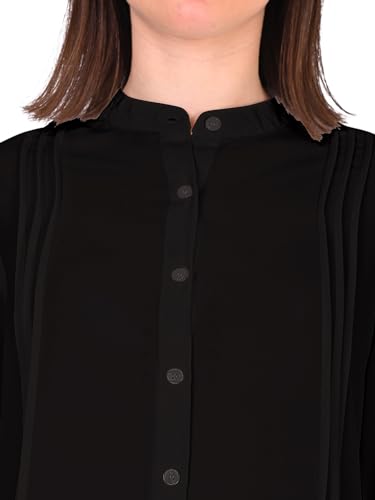 Image of Women's Regular Fit Solid Pleated Cotton Blend Shirts