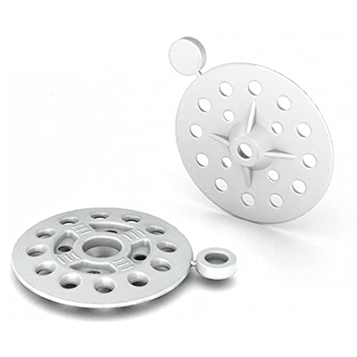 Toolty Rondelles en plastique - 100 pièces de 56 mm - Fixations d'isolation blanches - Disques de serrage avec capuchons en plastique - Pour panneaux d'isolation et feuilles Cover
