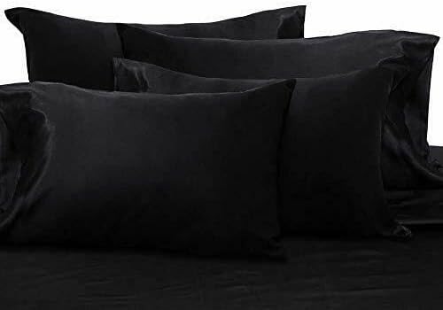 Miniatura 8 de Juego de cama de satén de 6 piezas, sedoso y sexy, tamaño QueenKing, funda de edredón + sábana bajera y 4 fundas de almohada,