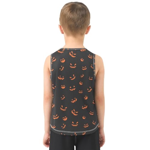Boys Halloween Pumpkin Tank Tops Kids Sleeveless T Shirts Quick Dry Sport Workout Active 3-15 Years3