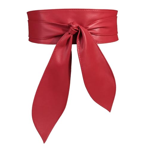 Womens Obi Belt Fashion Leather Wrap Wide Cinch Belt Corset Tie Waistband for Dress