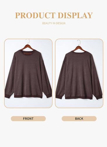 Image of Eytino Women Plus Size Sweatshirt Oversized Crew Neck Long Sleeve Tops | Fall Fashion Clothes 2026, Oversized Sweat Shirt, Soft Comfy Pullover, Travel Casual Work Lounge Daily Outfit