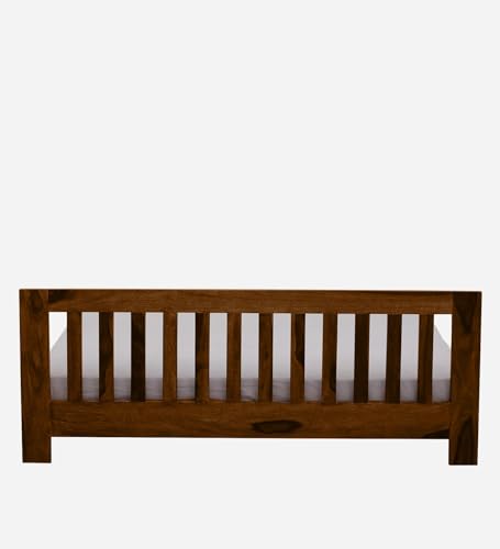 Image of Medley OOD Queen Bed Without Storage for Bedroom Home Solid Wood Without Storage Queen Palang Cot for Hotels with Headboard (Queen Size, Teak Finish, 1 Piece)