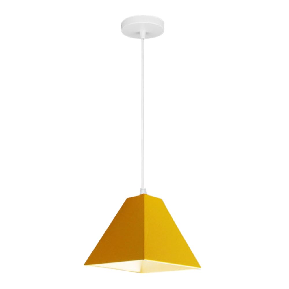SYAXVOM Pastoral Style Decorative Chandelier Pendant Lamp E26/E27 - Colorful Metal Shade Ceiling Light Fixture for Home & Office(Yellow)