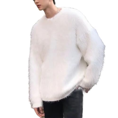 Winter Oversize Solid Color Knitted Jumpers Male O-Neck Sweater Tops Men Long Sleeve Warm Pullovers