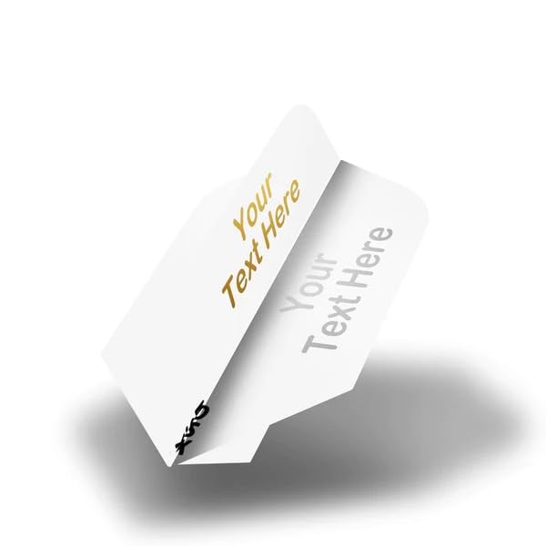 DESIGNA DARTS Personalised 100 Micron Flights | Custom Hot Foil Print Dart Flights | 10 Sets of 3 Flights, Slim, White (PF9008WH-PERS10)