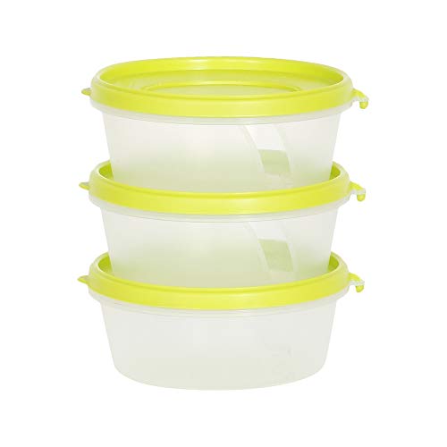Image of Cutting EDGE Nesterware 500ml Stackable Food Container (Set of 3, Green) | BPA-free plastic, stackable design, leak-proof, kitchen storage, pantry, fridge, meal prep, reusable, travel use