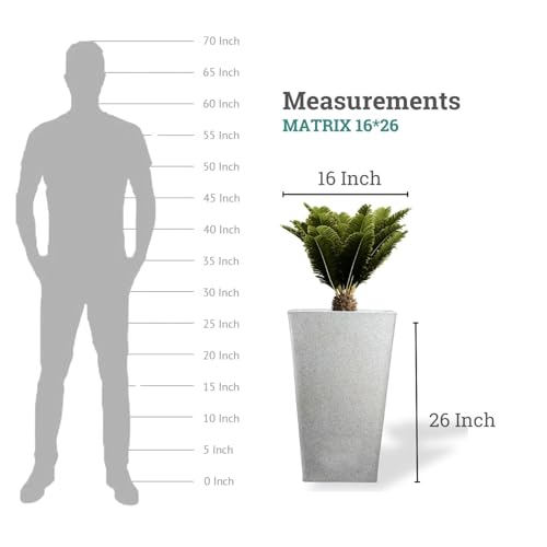 Image of Go Hooked Matrix 26 Inch Big Flower Pot | Outdoor & Indoor Planter for Balcony, Garden & Terrace | Durable Lightweight Decorative Polymer Pot for Live & Artificial Plants (White)