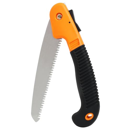 LANAFAY Folding Hand Saw, 8” Pruning Saw, Held Design Portable Survival Foldable Jab Saw, Folding Wood Saw, Rugged Comfort Soft Grip, Survival Equipment for Trimming Gardening Camping Hiking(Orange)