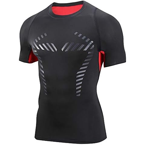AMZSPORT T-Shirt de Compression Rouge Cover
