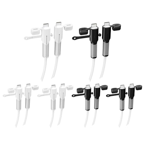 6 Sets Charger Cable Protector Cover Compatible with Dual Port USB C, Silicone Cord Savers Data Cable Protector Organizer Phone Charger Accessories (Type C to C Cable, Black and White)