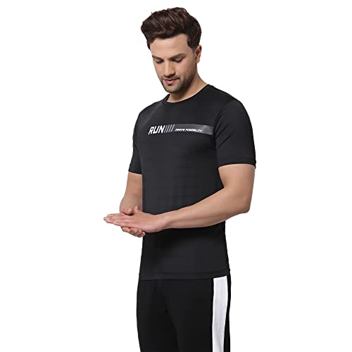 Image of Red Tape Men Black Graphic Print Activewear T-Shirt