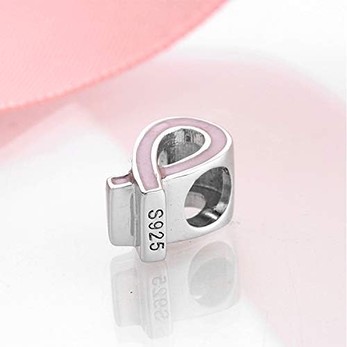 Pink Ribbon Charm 925 Sterling Silver Cross Beads fit DIY Charms Bracelets - Image 2