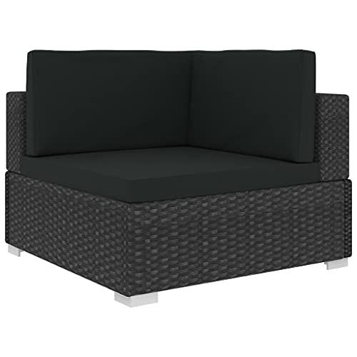 vidaXL Garten Sofagarnitur 3-TLG. mit Auflagen 3er Sofa Couch Lounge Gartensofa Gartenmöbel Rattansofa Sitzgruppe Poly Rattan Schwarz – Bild 5
