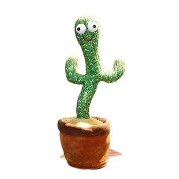 SCHNAPPI Dancing Cactus Repeats Electronic Plush Toy With Lighting | Singing Cactus Recording & Repeat Your Words For Education Toys,Singing Cactus Toy, Cactus Plush Toy (Green)