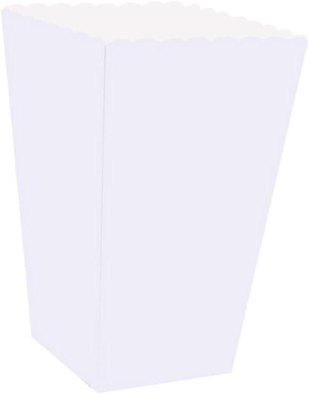 Mikinona 100pcs White Popcorn Boxes Stripe Holder Cartons for Movie Night Decorations Valentine Day Party Supplies