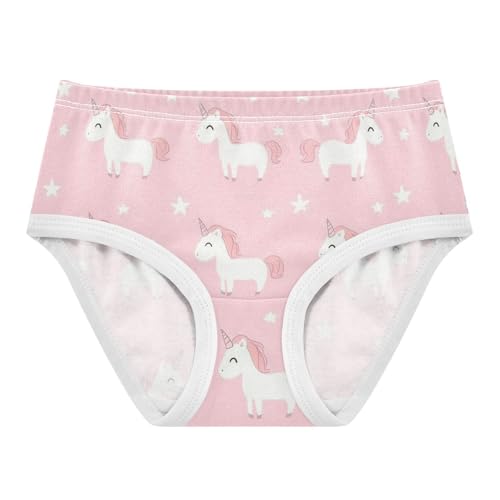 Wusikd Cute Unicorns Girls' Underwear Cotton Stars Pink Girls Briefs Soft Toddler Underwear 2T